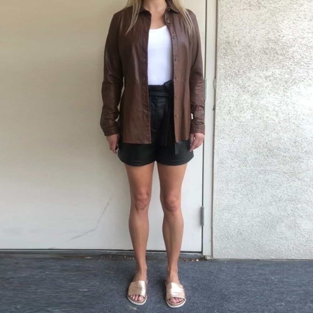 BCBGMaxAzria Faux Leather Shorts - Black - S